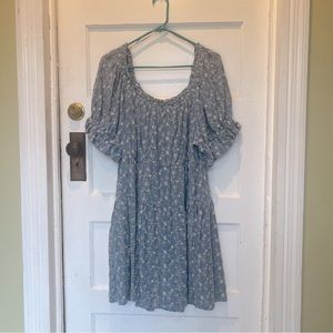 Old Navy Blue Embroidered Peasant Dress